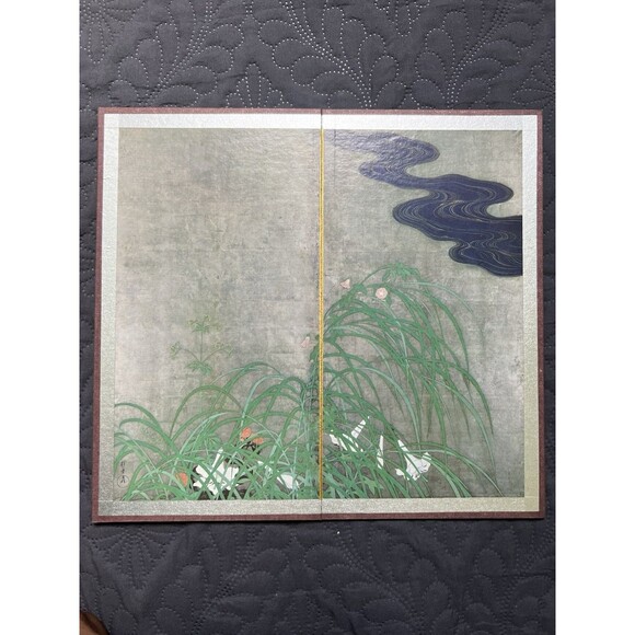 Japanese Folding Screen Byobu Screen Art Screen Summer and Autumn Grasses Print - Picture 4 of 16